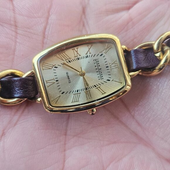 Joan Rivers Classic Ladies Wristwatch Gold Tone Metal and Purple Leather Strap main image 6
